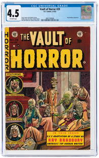 VAULT OF HORROR #29 FEBRUARY-MARCH 1953 CGC 4.5 VG+.: EC. Ray Bradbury adaptation. Johnny Craig, Bill Gaines and Al Feldstein stories. Johnny Craig cover and art w/additional art by Jack Davis, Graham Ingels and Jack Kamen. Off-white pages.