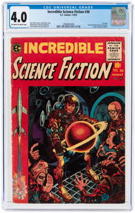 INCREDIBLE SCIENCE FICTION 30 JULY-AUGUST 1955 CGC 4.0: INCREDIBLE SCIENCE FICTION 30 JULY-AUGUST 1955 CGC 4.0 VG. EC. First issue. Formerly Weird Science-Fantasy. Letter from Dan Adkins. Jack Oleck story. Jack Davis cover and art w/additional art by Wally