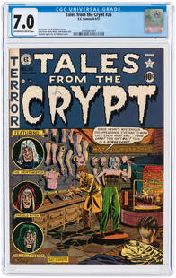 TALES FROM THE CRYPT #25 AUGUST-SEPTEMBER 1951 CGC 7.0: TALES FROM THE CRYPT #25 AUGUST-SEPTEMBER 1951 CGC 7.0 FINE/VF. EC. Bill Gaines and Al Feldstein stories. Al Feldstein cover. Jack Davis, Wally Wood, Jack Kamen and Graham Ingels art. Off-white to whi