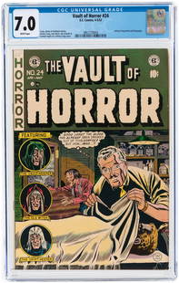 VAULT OF HORROR #24 APRIL-MAY 1952 CGC 7.0 FINE/VF.: VAULT OF HORROR #24 APRIL-MAY 1952 CGC 7.0 FINE/VF. EC. Johnny Craig, Bill Gaines and Al Feldstein stories. Johnny Craig cover and art w/additional art by Jack Davis, Joe Orlando and Graham Ingels. Wh