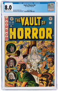 VAULT OF HORROR #28 DECEMBER 1952-JANUARY 1953 CGC 8.0: VAULT OF HORROR #28 DECEMBER 1952-JANUARY 1953 CGC 8.0 VF. EC. Johnny Craig, Bill Gaines and Al Feldstein stories. Johnny Craig cover and art w/additional art by Jack Davis, George Evans and Graham In
