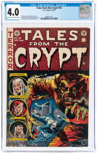 TALES FROM THE CRYPT #35 APRIL-MAY 1953 CGC 4.0 VG.: EC. Bill Gaines and Al Feldstein stories. Jack Davis cover and art w/additional art by Joe Orlando, Jack Kamen and Graham Ingels. Light tan to off-white pages. Classic EC werewolf cover.