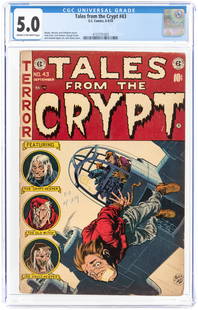 TALES FROM THE CRYPT #43 AUGUST-SEPTEMBER 1954 CGC 5.0 VG/FINE.: EC. Otto Binder, Carl Wessler and Al Feldstein stories. Jack Davis cover and art w/additional art by Jack Kamen, George Evans and Graham Ingels. Cream to off-white pages.