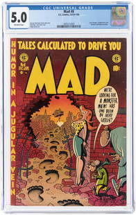 MAD #8 DECEMBER 1953-JANUARY 1954 CGC 5.0 VG/FINE.: EC. Lone Ranger, Frankenstein and Batman and Robin parodies. Harvey Kurtzman story and cover. Bill Elder, Jack Davis and Wally Wood art.