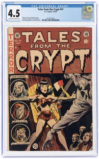 TALES FROM THE CRYPT #41 APRIL-MAY 1954 CGC 4.5 VG+.: EC. Otto Binder, Bill Gaines and Al Feldstein stories. Jack Davis cover and art w/additional art by George Evans, Jack Kamen and Graham Ingels. Off-white to white pages.