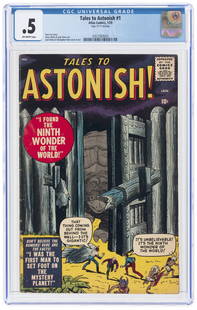 TALES TO ASTONISH #1 JANUARY 1959 CGC 0.5 POOR.: Atlas. Stan Lee story. Jack Kirby and Christopher Rule cover and art w/additional art by Steve Ditko and Jack Davis. As for CGC label note, this includes "Page 13-15 Missing". Off-white pages.