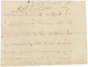 DOLLEY MADISON FIRST LADY OF THE UNITED STATES SIGNED CUT.