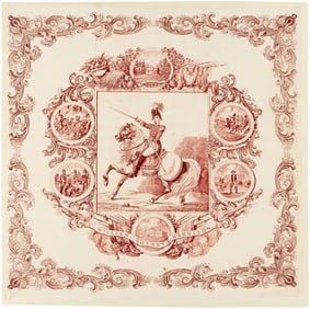 WILLIAM HENRY HARRISON 1840 CAMPAIGN TEXTILE WITH EQUESTRIAN PORTRAIT.