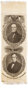 CLAY & FRELINGHUYSEN OVER UNDER 1844 WHIG JUGATE RIBBON.