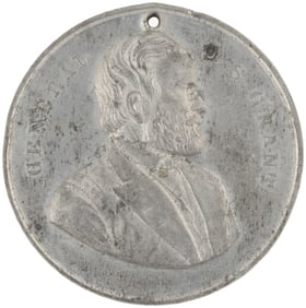 GRANT LARGE WHITE METAL INAUGURAL MEDAL BY KEY DeWITT 1868-3.