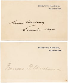GROVER & FRANCES CLEVELAND "EXECUTIVE MANSION" SIGNED CARD PAIR.