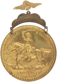 ROOSEVLET AT SAN JUAN ROUGH RIDER 1900 CAMPAIGN BADGE.