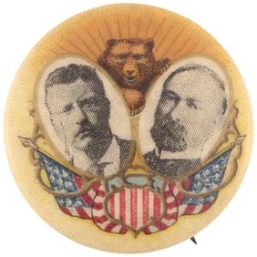 ROOSEVELT & FAIRBANKS CALIFORNIA BEAR JUGATE BUTTON HAKE #54.