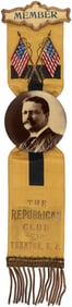 ROOSEVELT "THE REPUBLICAN CLUB TRENTON, NJ" SUPERB RIBBON BADGE.