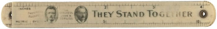 ROOSEVELT & CORLISS JUGATE COATTAIL POCKET RULER.