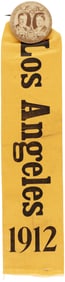ROOSEVELT & JOHNSON JUGATE BUTTON WITH LOS ANGELES 1912 RIBBON.