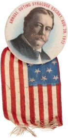 TAFT "ANNUAL OUTING SYRACUSE ESCORT AUG. 29, 1912" PORTRAIT BUTTON.
