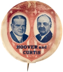 HOOVER AND CURTIS RARE 1928 AMERICAN SHIELD JUGATE BUTTON HAKE UNLISTED.