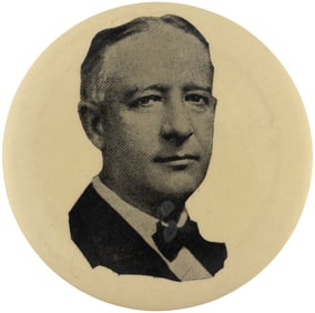 AL SMITH LARGE PORTRAIT ON LARGE 3.5" CLIP BACK BUTTON.