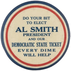 AL SMITH 1928 PENNSYLVANIA SERIAL NUMBERED CONTRIBUTOR DIME BANK.