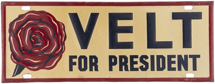 ROOSEVELT FOR PRESIDENT REBUS LICENSE PLATE ATTACHMENT.