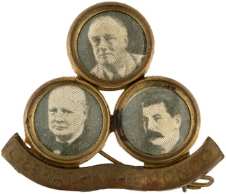 ROOSEVELT, CHURCHILL & STALIN ITALIAN WWII LAPEL BADGE.