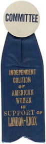 INDEPENDENT COALITION OF AMERICAN WOMEN IN SUPPORT OF LANDON KNOX 1936 RIBBON.