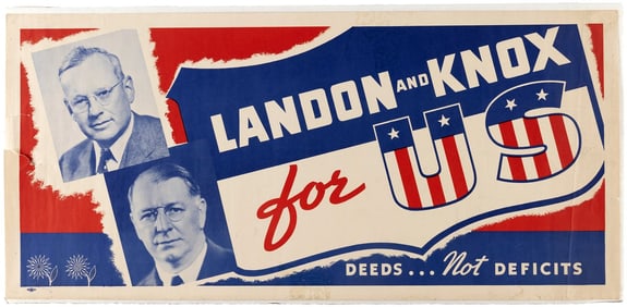 LANDON & KNOX FOR US 1936 HORIZONTAL JUGATE POSTER.