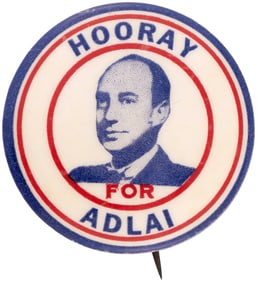HOORAY FOR ADLAI STEVENSON PORTRAIT BUTTON HAKE #29.