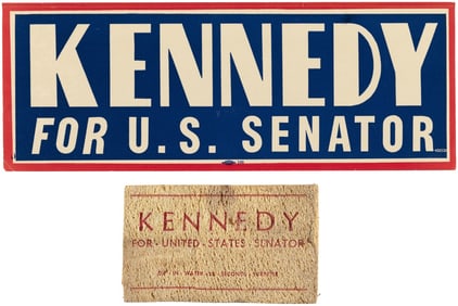 KENNEDY FOR SENATOR CAMPAIGN SPONGE & DECAL.