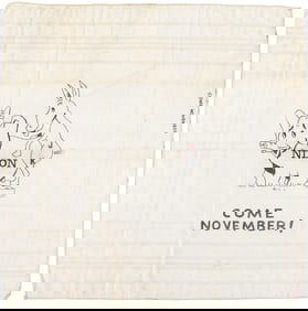 KENNEDY & NIXON "COME NOVEMBER" SATIRICAL 1960 CAMPAIGN TEXTILE.