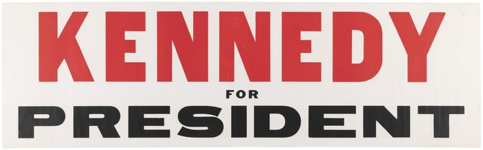 KENNEDY FOR PRESIDENT LARGE HORIZONTAL 1960 CAMPAIGN POSTER.