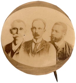 CUBAN WAR OF INDEPENDENCE INCREDIBLE TRIGATE REAL PHOTO BUTTON W/MAXIMO GOMEZ, JOSE MARTI, AND