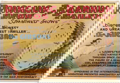GIBSONS KNIFE THROWING ACT RINGLING BROS CIRCUS POSTER.