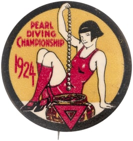 YWCA 1924 PEARL DIVING CHAMPIONSHIP EVENT BUTTON.