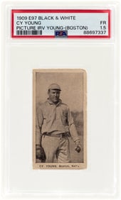 1909 E97 C. A. BRIGGS CO. BLACK & WHITE CY YOUNG (HOF) PICTURE IRV YOUNG-BOSTON VARIATION PSA 1.5