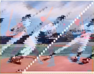 WILLIE MAYS, MICKEY MANTLE & DUKE SNIDER (HOFERS) SIGNED OVERSIZED PRINT.