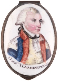 GEORGE WASHINGTON BATTERSEA ENAMEL TRINKET BOX.