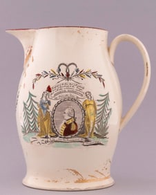 WASHINGTON "LONG LIVE THE PRESIDENT" POLYCHROME LIVERPOOL JUG.