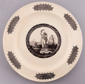 SACRED TO THE MEMORY OF WASHINGTON LIVERPOOL PLATE BY HERCULANEUM POTTERY COMPANY.