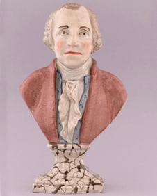 WASHINGTON 18TH CENTURY STAFFORDSHIRE PEARLWARE BUST BY RALPH WOOD.