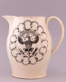 JEFFERSON "HAIL COLUMBIA" POEM VERSE TRANSFER ON LIVERPOOL JUG.