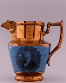 JACKSON "THE HERO OF NEW ORLEANS" COPPER LUSTER PORTRAIT PITCHER.