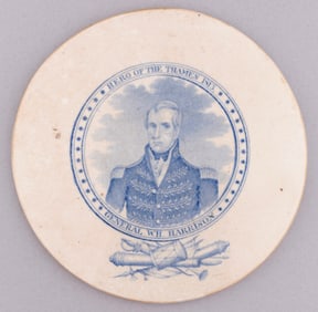 WILLIAM HENRY HARRISON 1840 "HERO OF THE THAMES" CERAMIC TILE TRIVET.