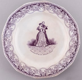JAMES K. POLK LAVENDER TRANSFER FRENCH SOFT PASTE PLATE.