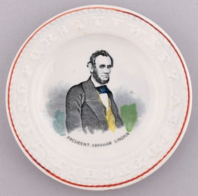 “PRESIDENT ABRAHAM LINCOLN” ABC GLAZED CHINA PLATE HAKE #3021.