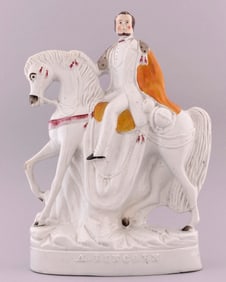 LINCOLN ON HORSEBACK CIVIL WAR ERA STAFFORDSHIRE FIGURINE.