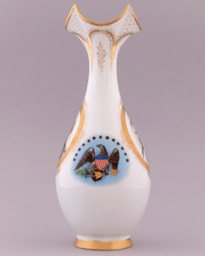 GRANT & SHERMAN EXQUISITE CIVIL WAR ERA POLYCHROMED PORCELAIN VASE.