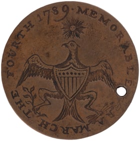 GEORGE WASHINGTON "MEMORABLE ERA" 1789 INAUGURAL CLOTHING BUTTON.