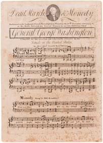 WASHINGTON "DEAD MARCH & MONODY" EXTREMELY RARE C. 1799 SHEET MUSIC.
